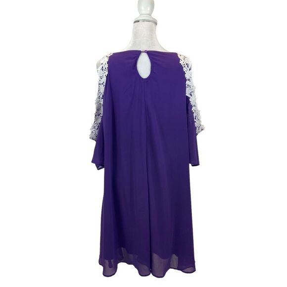 Ladies ASA Fashions Brand Purple Off Cold Shoulder Mini Shift Dress Size 2XL - Picture 5 of 12